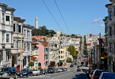 Coit Tower - from Union St at Mason  San Francisco, California USA